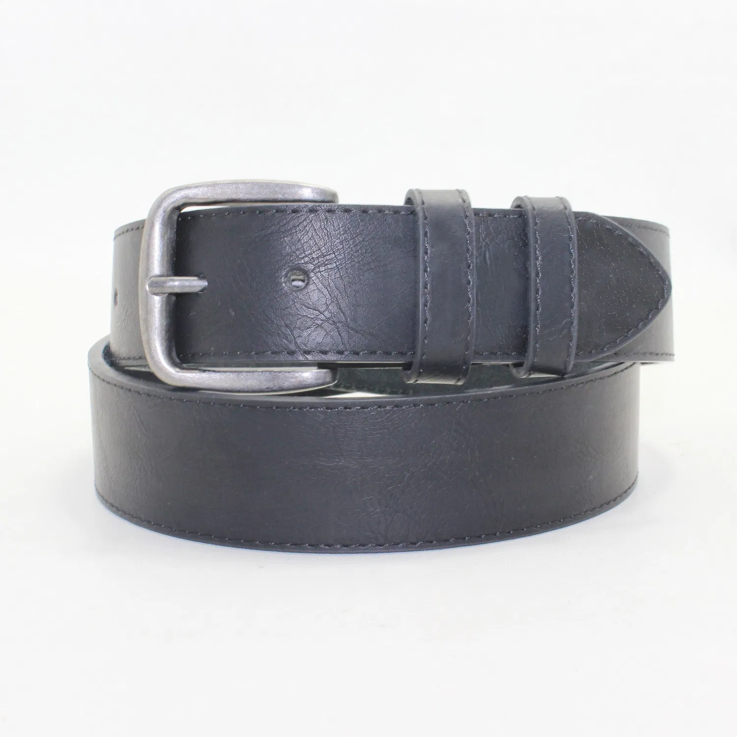 Wide Flat Casual Pin Buckle PU Belt Black Belt